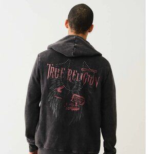 TRUE RELIGION STUDDED LOGO ZIP HOODIE SZ MED - BNWT